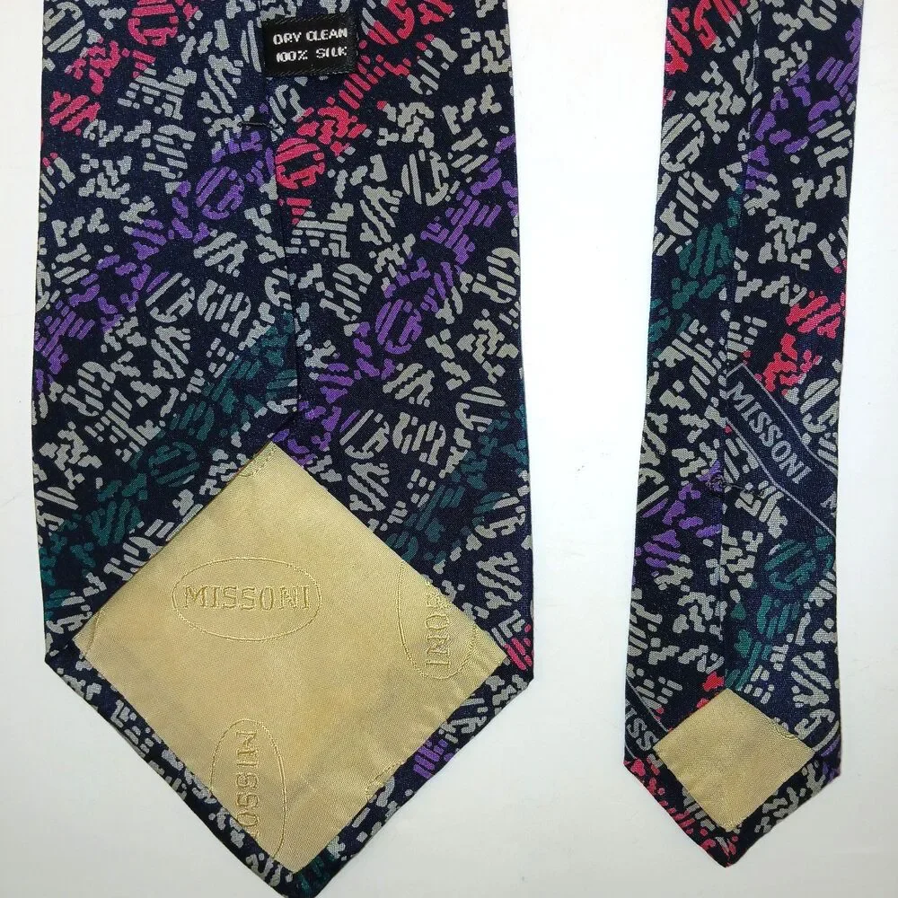 Missoni Cravatte Men's Tie 100% Silk  Necktie Letters Print Multicolor Spain